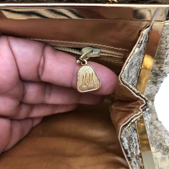 Vintage 1960’s Morris Moskowitz Genuine Reptile Gold Chain Purse Clutch - Picture 6 of 12